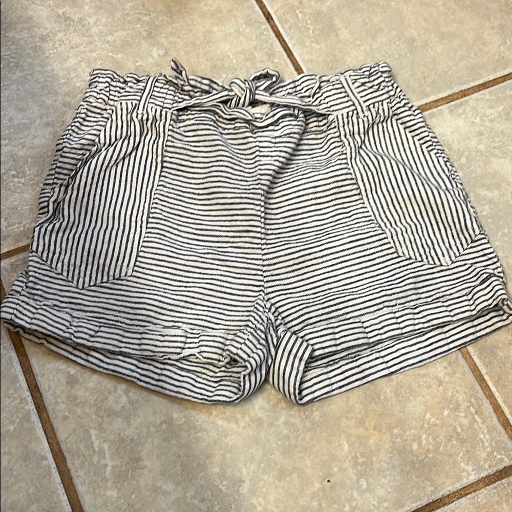 Jolt High Waist Black and White Striped Shorts